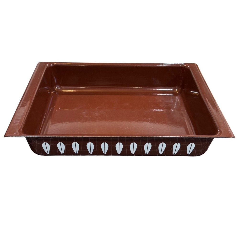 Cathrineholm Norway Brown Lotus Enamelware Lasagna Pan‎ Vintage MCM Baking Dish